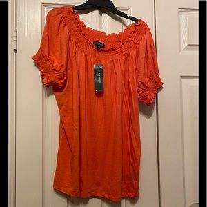 New-Ralph Lauren 100% Cotton Top and Puffed Short Sleeves.